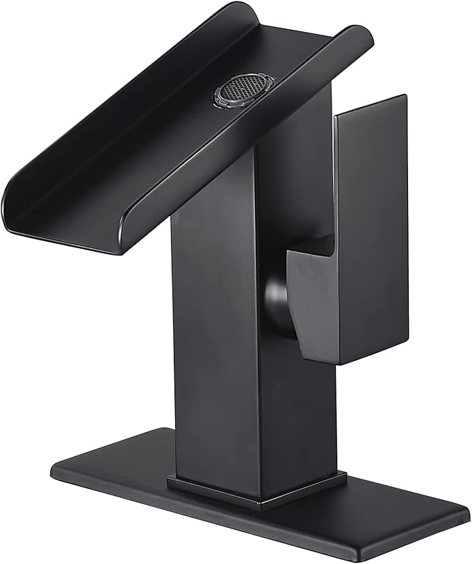 Black Bathroom Faucet Waterfall 1 Hole Bath Lavatory Vanity Sink Faucet Single Handle Modern Basin Tap Brass Deck Mount Commercial