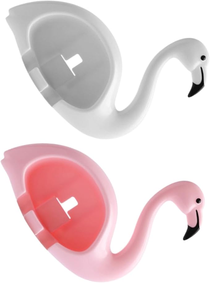 Unomor 2pcs Flamingo Toothbrush Holder Wall Mounted Electric Brush Organizer Punch Installation Cute Cartoon Design for Bathroom Storage and Family Use
