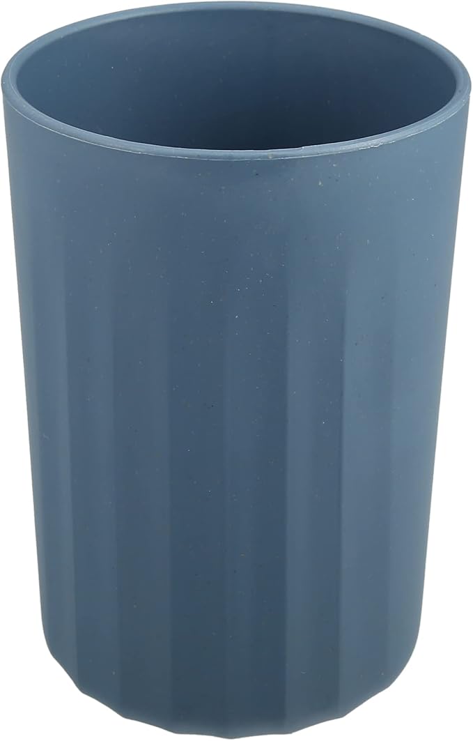 VOCOSTE 1Pc Bathroom Tumbler with Smooth Lines, Wheat Straw Cup, for Bathroom for Toothpaste Deep Blue 4.09''x2.80''