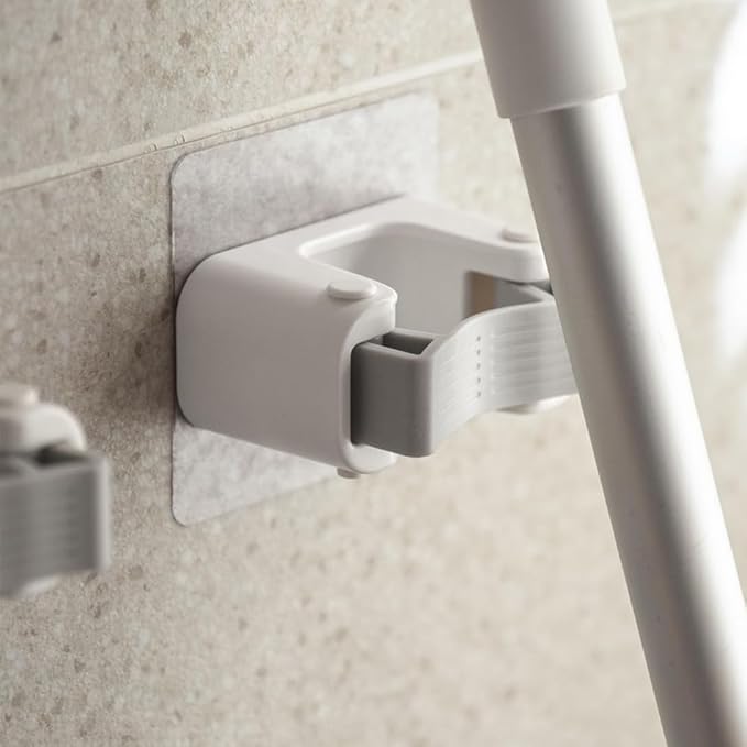 Broom Holder Wall Mount Mop and Command Broom Hanger Organizer Wall Mount Self Adhesive (2 Single clip)