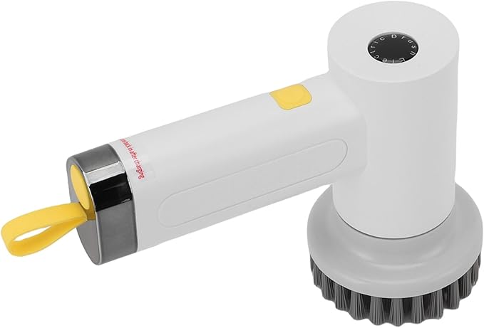 Electric Spin Scrubber, Cordless Shower Scrubber Handheld Power Brush with 2 Speeds and 3 Replaceable Heads, for Bathroom, Tub, Kitchen Stove (White)