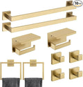 10 Pack Brushed Gold Bathroom Hardware Set - SUS304 Stainless Steel Wall-Mounted Towel Bar, Holder & Racks, 23.6 Inch