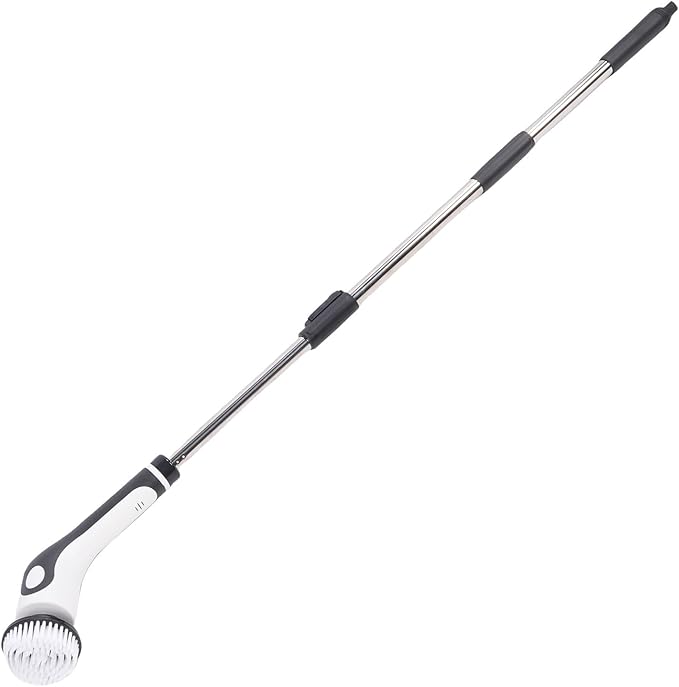 Yinhing Cordless Cleaning Brush Scrubber IPX7 Electric Bathroom Brush Cleaner with 9 Replaceable Heads Telescopic Handle Voice Broadcast for Bathroom Kitchen Floors Cars