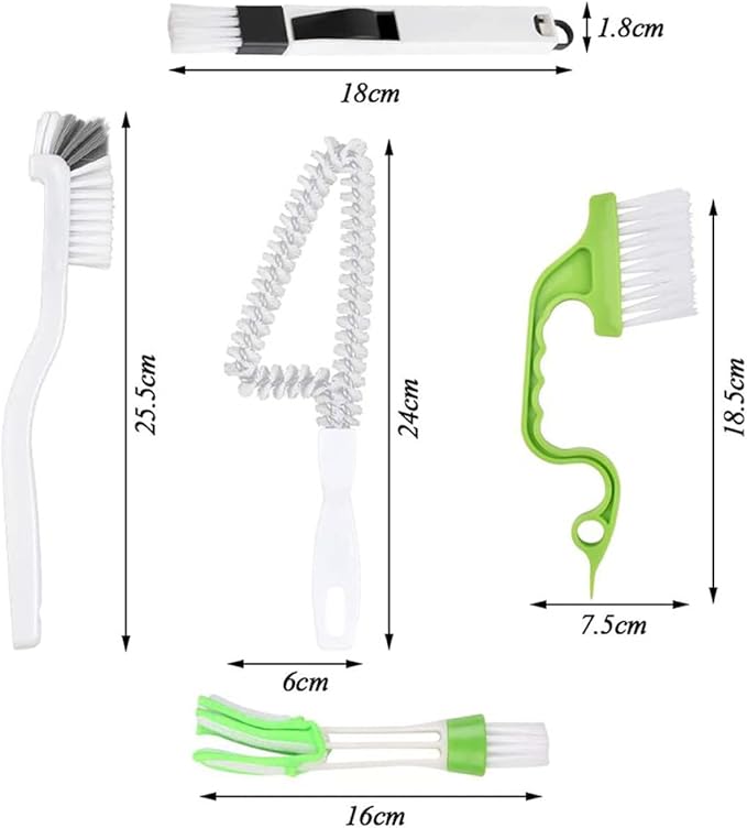 5pcs Household Cleaning Brush Set with Crevice Tile and Grout Brushes for Deep Kitchen and Bathroom Cleaning Sturdy Detailing Tools for Sink Door Tracks