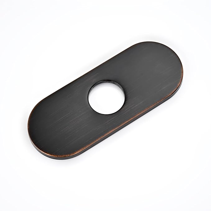 6 Inch Faucet Deck Plate for Bathroom Sink - Universal Fit for 1 Hole or 3 Hole 4 Inch Centerset Basins - Escutcheon Faucet Plate - Stainless Steel Faucet Hole Cover(Oil Rubbed Bronze)