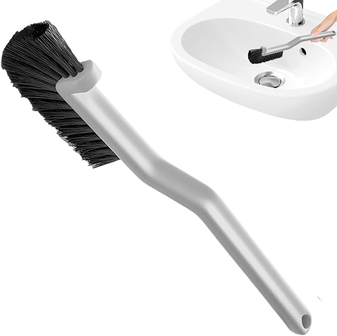 Crevice Brush, Multifunctional Tool with Hard Bristles and Long Handle, Cleaning Brush with Handle | for Tiles Bathtub Garage Grout Wood Concrete Patio Pool Kitchen Home Corner