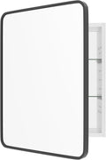 WallBeyond Bathroom 22x28 Inch Black Recessed Medicine Cabinet with Round Corner Aluminum Alloy Metal Framed, Single Door Modern Medicine Cabinet with Storage