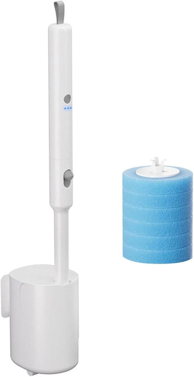 Electric Rotating Toilet Brush Wall Mounted with Throwaway Head 360 Degree Scrubber Tool for Stubborn Stain Wall Mounted Electric Toilet Brush