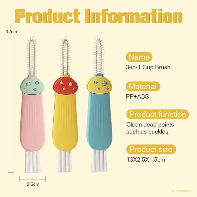 3 in 1 Cup Lid Cleaning Brush, 2024 Multifunctional Crevice Portable Cup Lid Cleaning Brush for Bottle Gap Tight Spaces Cup (C-3 PCS)