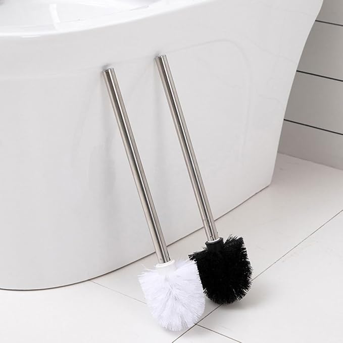 NUOBESTY 6pcs Toilet Brush Replacement Heads Plastic Brush Heads for Bathroom Cleaning for Home and Commercial Use White and Black Set