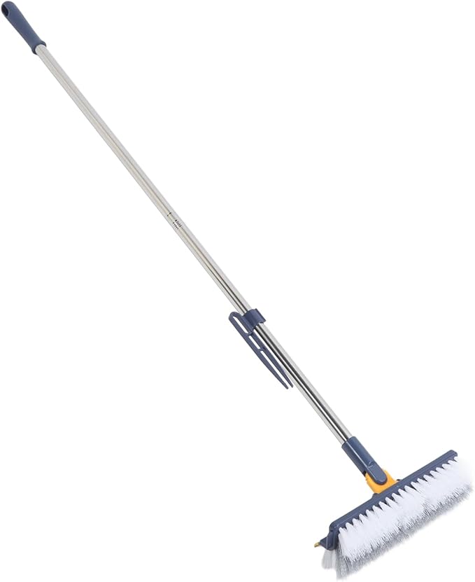 2 in 1 Floor Scrub Brush, Long Handle Grout Brush with 180 Degree Rotating Head and Stiff, for Cleaning Bathroom Kitchen Tile (Blue)