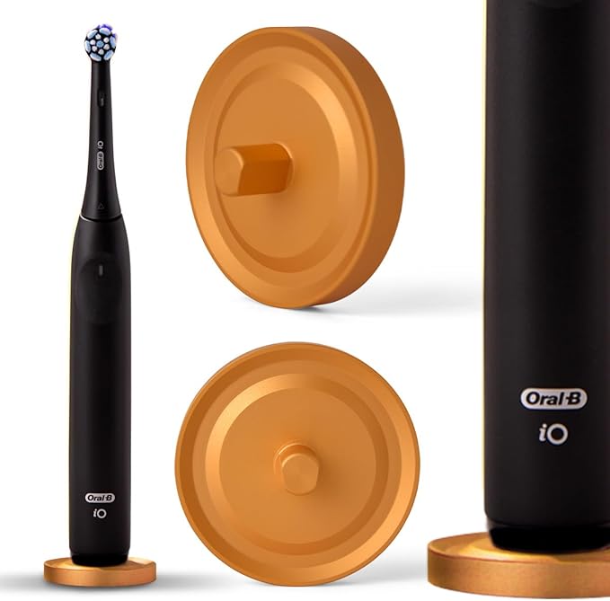 Gold Oral-B Compatible Electric Toothbrush Holder for Bathroom, Aluminum Oral B Toothbrush Holder with Hygienic Drip Capture Stops Toppling with Metal Toothbrush Stand, New Matte Gold