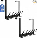 2 Pack Large Over The Door Hooks, Sturdy Door Hanger with 12 Hooks, Door Towel Rack for Bathroom, Bedroom, Kitchen, Coat Rack for Hanging, Easy to Install (Black)