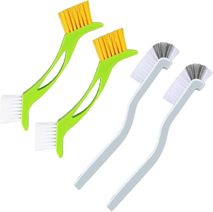 SECFOU 4pcs Double Head Bathtub Brush Deep Cleaning Grout Scrubbing Brush with Hard Bristles and Extended Handle for Kitchen Sink Bottles Bathroom Cleaning