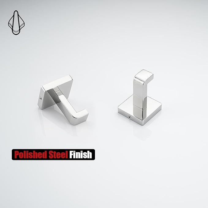 JQK Bathroom Towel Hook Chrome, Coat Robe Clothes Bath Wall Hooks for Kitchen Garage SUS 304 Stainless Steel Thick 0.8mm, 2 Pack Polished Chrome, TH250-CH-P2