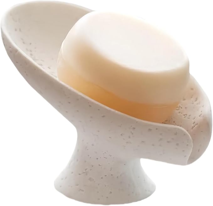 Bar Soap Holder, Soap Dish for Shower, Self Draining Soap Dish,Travertine Style Soap Holder, Used for Sinks, Bathrooms, Showers,Kitchens (White Limestone)