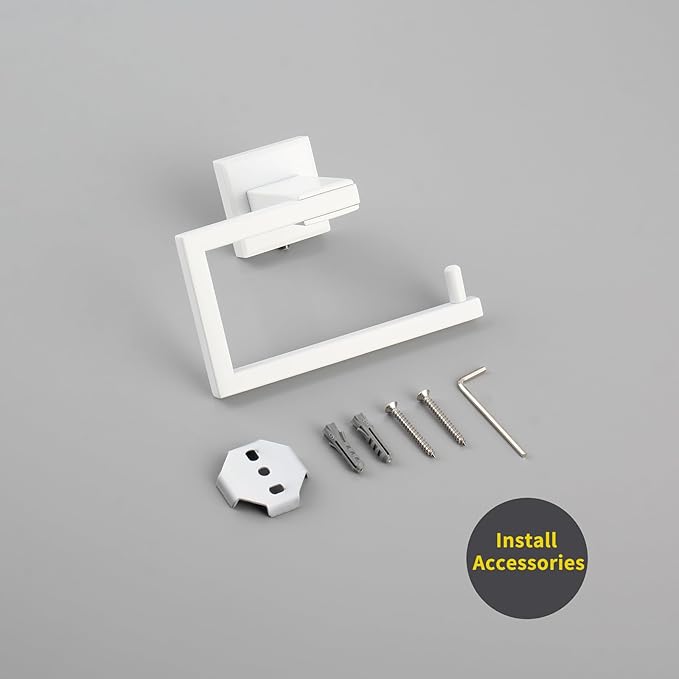 GERZWY Bathroom Toilet Paper Holder Stainless Steel Paper Towel Dispenser Wall Mounted, White