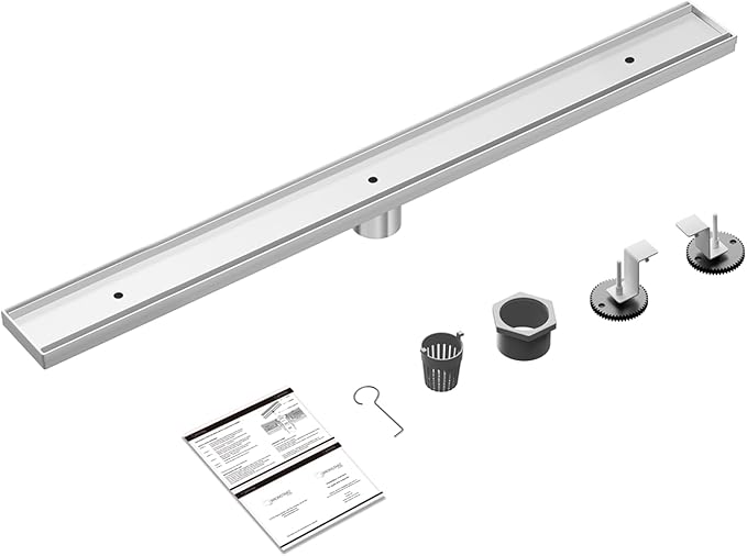 304 Stainless Steel Shower Drain, Removable Grate & Hair Catcher Bathroom Floor Drain with Waterproof Design for Tile Floor, CUPC Compliant (Tile Insert, 36 Inch)