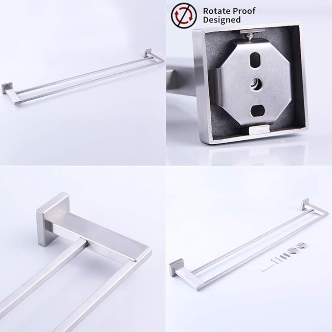 GERZWY 36-Inch Bath Towel Bar Modern Square Style Bathroom Double Towel Bar SUS 304 Stainless Steel Wall Mount Brushed Finish JG1902C92-LS