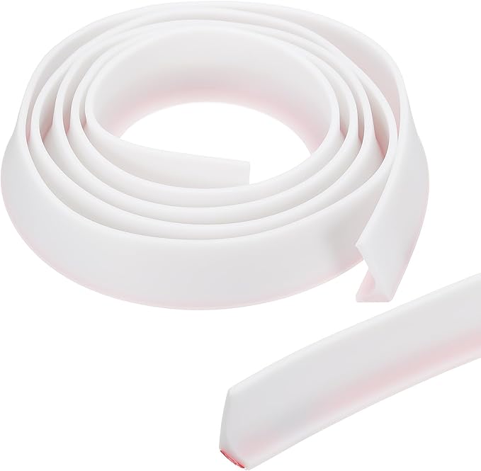 PATIKIL 79 Inch Collapsible Shower Threshold Water Dam Guard, Shower Stopper Barrier Self Adhesive Sink Splash Guard for Frameless Shower Door Bottom, White (1.2"Wx0.6"T)