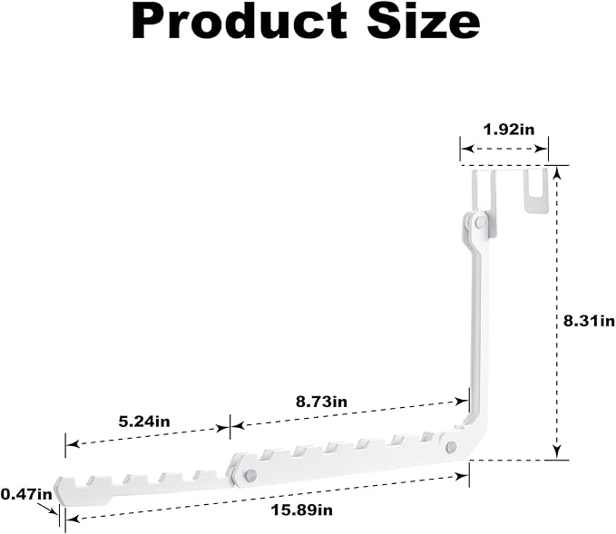 Over The Door Hooks Hangers, 1 Pack Extend Foldable Over The Door Drying Rack for Laundry, Overdoor Hanger Hook with 6 Groves + 5 Ertra Groves for Towel, Coat, White