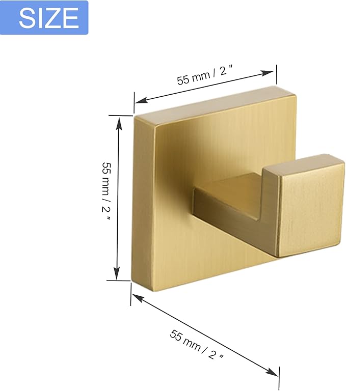 TQKAG Bathroom Towel Hook Coat Brushed Gold Robe Clothes Bath Wall Hooks for Kitchen Garage,Stainless Steel Wall Mounted