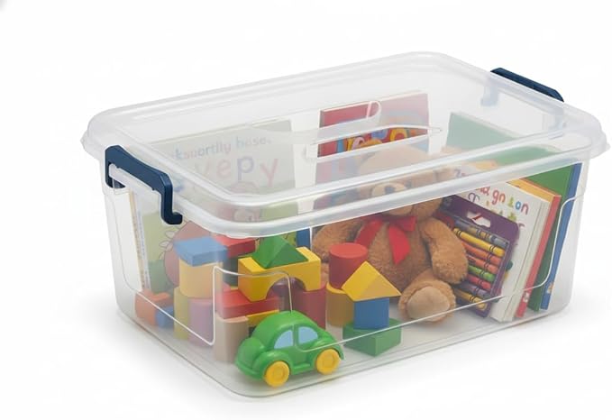 Tribello Clear Storage Bins with Lids, 6-Pack Stackable Plastic Storage Containers for Home Organization – Totes for Closet and Underbed Storage, 21 Quarts