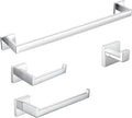 BAGNOLUX Bathroom Hardware Set 4 Pieces, Bath Towel Holder Set SUS304 Stainless Steel, Towel Bar Rack Set for Wall Mounted, Square Bathroom Accessories Set Fixture Heavy Duty Polished Chrome