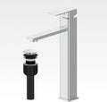 Bathroom Sink Faucet, Single Handle Bathroom Faucets with Pop-up Drain and 2 Supply Hoses, Chrome Single Hole Tall Barrel Vanity Faucet, 304 Stainless Steel