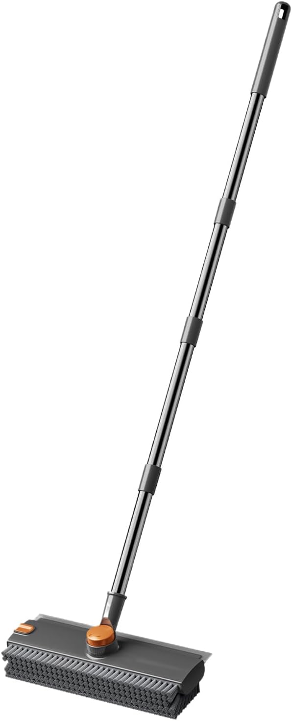 Floor Scrub Brush, Telescopic Handle, 134x27x6.5cm, Long Handle Scrubber, Multifunctional Cleaning Tool, Stiff Bristles, for Kitchen, Bathtub, Toilet, Grout, Wood, Concrete, Deck
