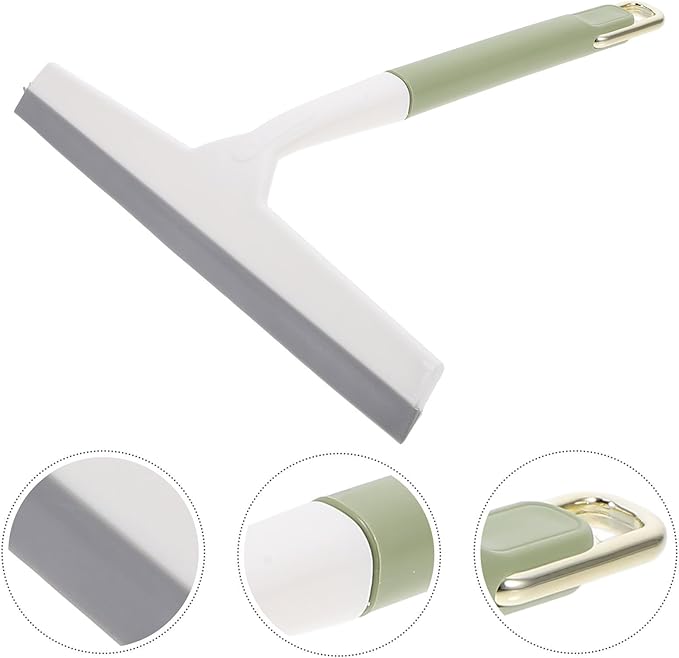 Glass Shower Door Squeegee for Glass Cleaning, Wide Household Water Scraper with Soft Handle, Light Green Bathroom Window Wiper Tool for Shower and Car Windshield