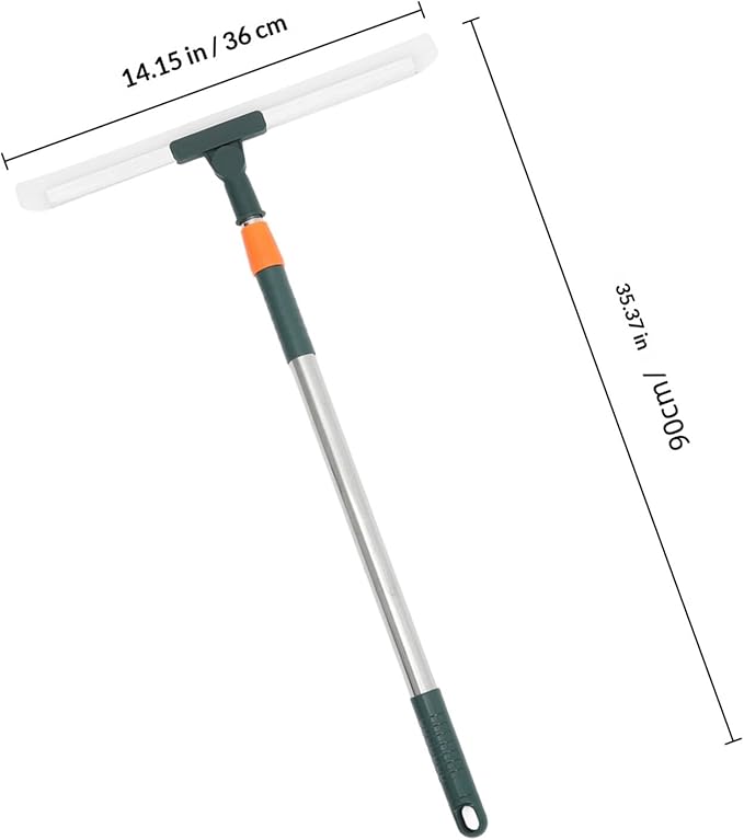Silicone Shower Squeegee for Tile Walls and Floors with 36cm Silicone Blade and Telescopic Handle, Rotating Floor Wiper for Bathroom, Kitchen, and Window Cleaning
