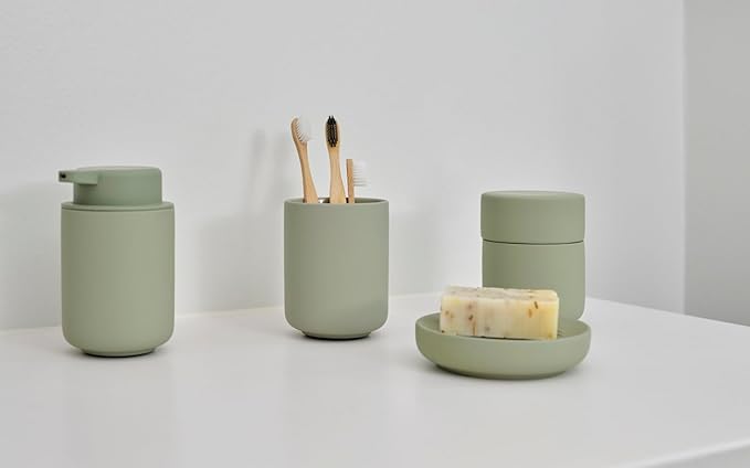 ZONE DENMARK Nova One Toothbrush Mug | Sleek and Modern Bathroom Accessory | Revitalize Your Daily Routine with Scandinavian Elegance and Practicality Unite in This Soft Touch Coating (Eucalyptus)