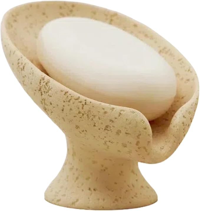 Bar Soap Holder, Soap Dish for Shower, Self Draining Soap Dish,Travertine Style Soap Holder, Used for Sinks, Bathrooms, Showers,Kitchens (Light Khaki Limestone)