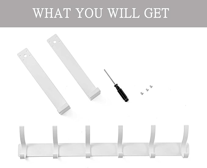 Over The Door Hooks, Back of Door Coat Hanger, Towel Racks for Bathroom with 12 Coat Hooks for Hanging Clothes, White