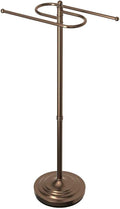 Gatco 1508, Modern Round Base Floor Standing S Style Towel Holder, Bronze / 38" H Freestanding Hand Bath Towel Stand for Bathroom