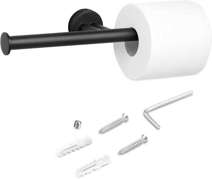 Matte Black Double Toilet Paper Holder, SUS304 Stainless Steel Dual Rolls Tissue Holder Wall Mounted for Bathroom Holding 2 Toilet Rolls