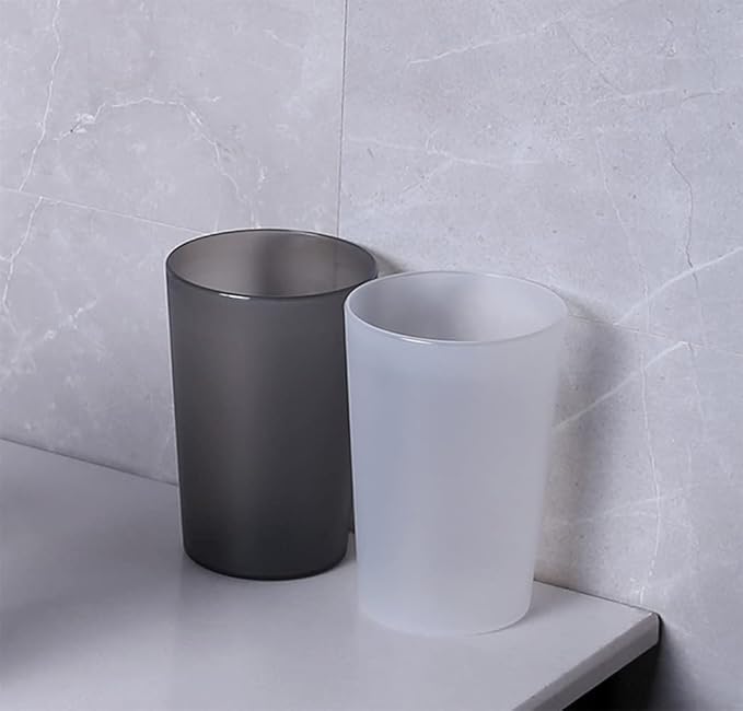 Simple Drinking Cup, Household Plastic Cup, Couple Toothbrush Holder, Large Capacity 300ml (10 oz) Mug (300 ml). (Translucent Black & White)