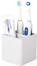 Diatomite Toothbrush Holders for Bathrooms, Electric Toothbrush and Toothpaste Holder 3 Slots Tooth Brush Organizer for Bathroom Countertop, Shower, Vanity - Grayish White