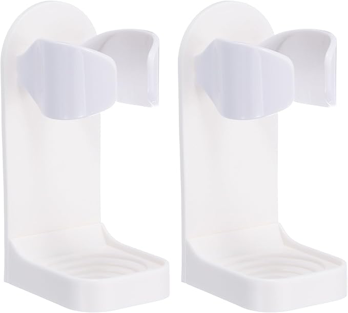 uxcell 2Pcs Electric Toothbrush Holder, Adjustable Wall Mounted Plastic Toothbrush Organizer Adhesive Storage Organizer Stand for Bathroom Tooth Brush Toothpaste Storage, White