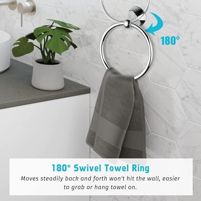 8 Piece Bathroom Accessory Set(Adjustable Towel Bar, Towel Ring, Toilet Paper Holder,Towel Hook), Wall Mounted Bathroom Hardware Accessories Set,Chrome