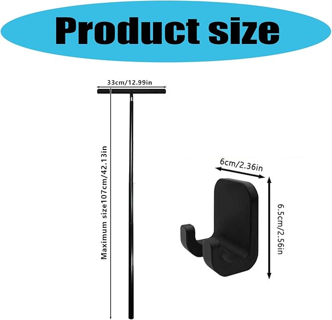 Expandable Bathroom Window Steel Long Handle Shower Scraper with Nonslip Hook Multipurpose Surfaces Maintenance