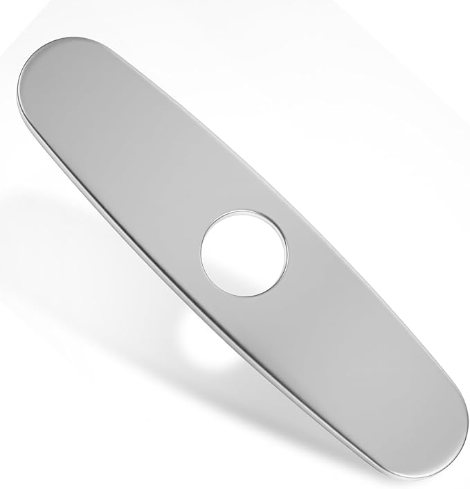Kitchen Sink Hole Cover Sink Faucet Hole Cover Stainless Steel Deck Plate Escutcheon Plumbing Covers Plates 1 or 3 Holes Long Rectangle Covers Plates 9.5" Deck Plate Kitchen Faucet or Bathroom