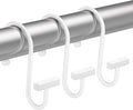 White Shower Curtain Hooks, Bathway Shower Curtain Rings Rust Proof, 12PCS Shower Hooks for Shower Curtain, T-Bar Design Convenient Elegant Shower Curtain Hangers for Bathroom Kitchen Wardrobe