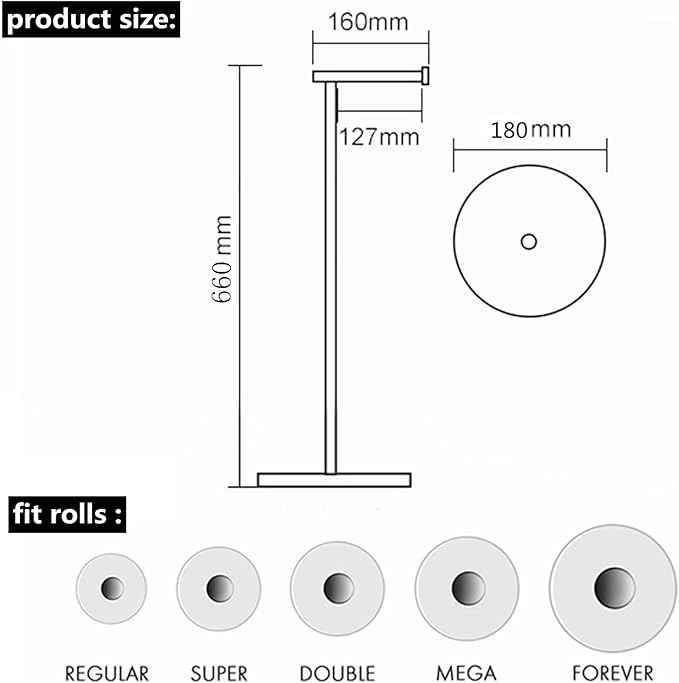 Toilet Paper Holder Free Standing with Natural Marble Base, 26" Height Floor Free Standing Toilet Paper Holder Brushed Nickel
