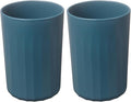 uxcell 2 Pcs Simple Toothbrush Cup, 2.8 x 2.8 x 3.9 Inch Bathroom Tumbler Reusable Plastic Cup Set for Storing Toothpaste Toothbrushes Combs Water Beverages, Dark Blue