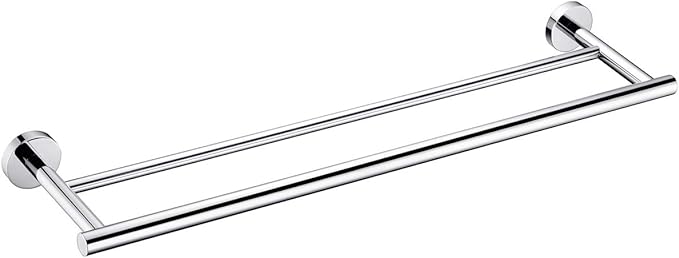 Miyili Double Towel Bar 24-Inch Stainless Steel Bathroom Towel Rack Holder Wall Mount Polished Finish, A01C60B