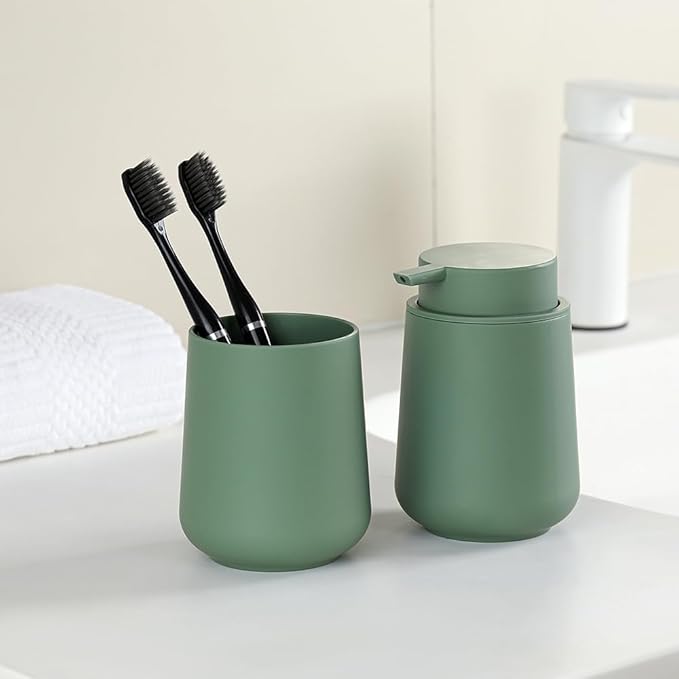 Matte Sage Green Toothbrush Holder for Electric Toothbrushes Bathroom Organizer for Toothpaste Kids & Adults