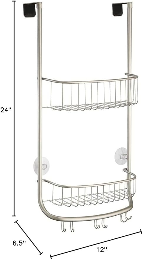 iDesign Over-the-Door Hanging Shower Caddy Organizer, The Forma Collection – 12” x 6.5” x 24”, Matte Black