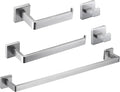5 Pieces Brushed Nickel Bathroom Hardware Set Include 24inch Towel Bar,2pcsTowel Hooks,Toilet Paper Holder Square SUS304 Stainless Steel Bathroom Accessories Set Heavy Duty Wall Mounted